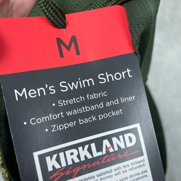 Mens Swim Shorts Kirkland Signature M Green Palm Stripe Design a0095 - Picture 3 of 6